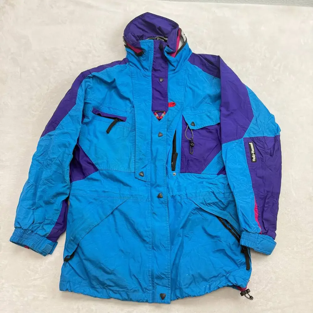 Helly Hansen Ski Jacket Men's Blue Purple Size M Vintage 90s Gorp Windbreaker